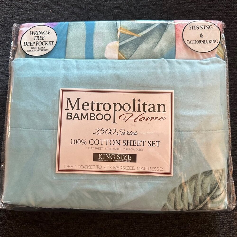 Metropolitan Bamboo Home King Sheet Set 2500 T.C. Egyptian Cotton-Sky Blue